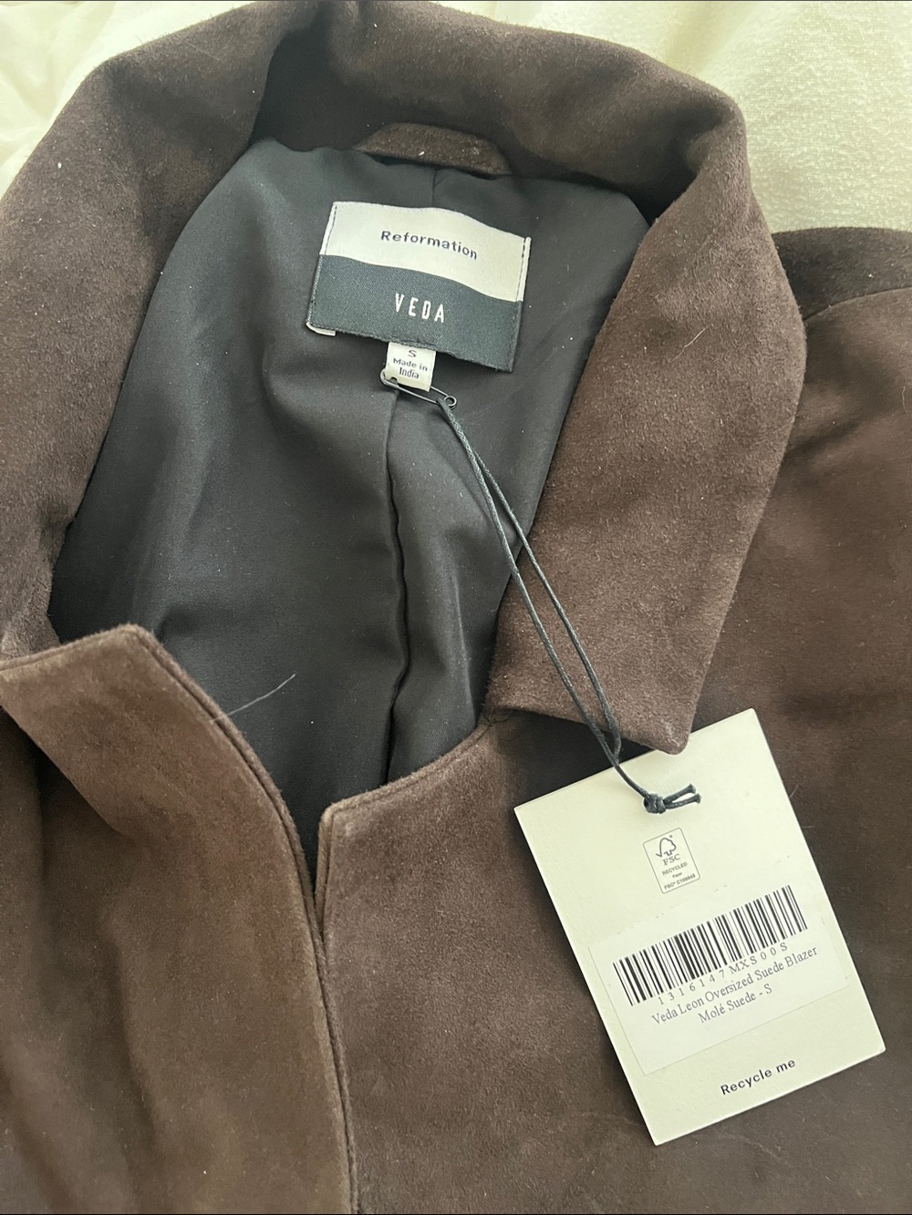 Reformation Veda Brown Suede Blazer - Picture 4 of 5